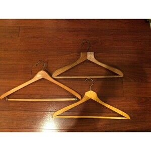 Vintage Wooden Hangers Coat Pant Jacket Suit QTY 3